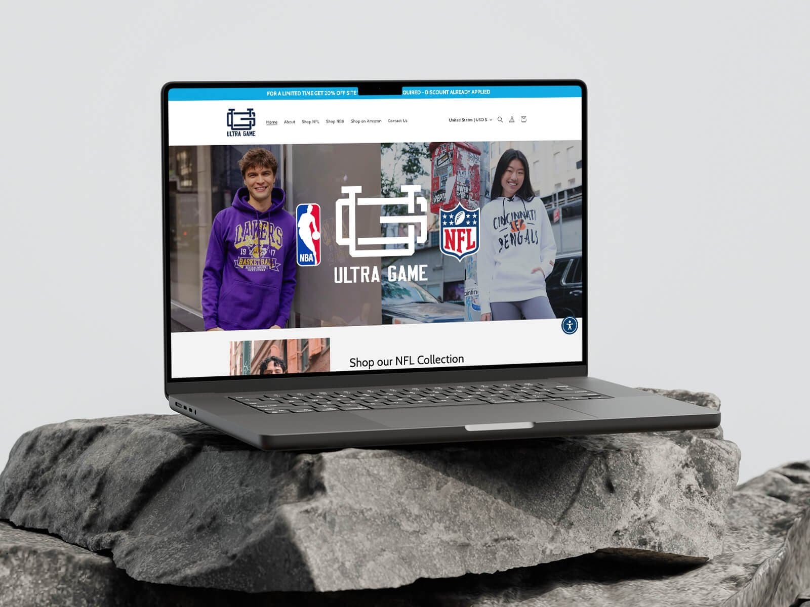 Ultra Game Shop website shown on a device